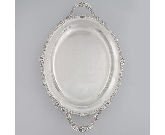 George IV sterling silver two-handled tray, Paul Storr, London, 1826