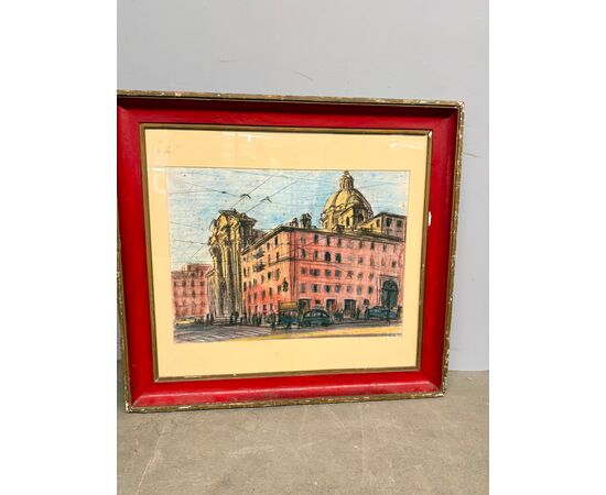 Disegno centro di Roma 1964, Belau, 91x84cm