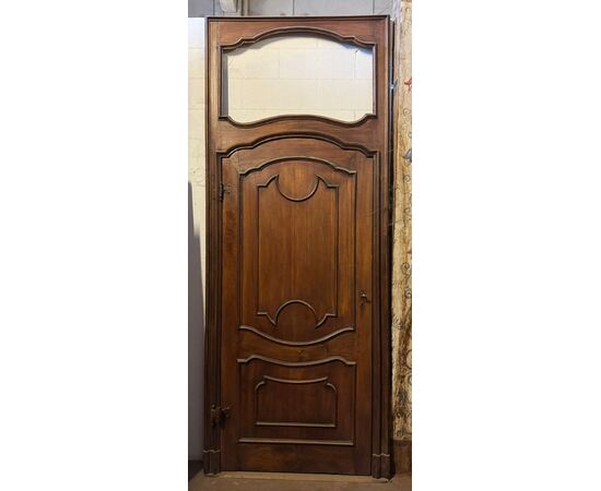 PTI763 - Antique walnut door, with frame, 18th century, opening dimensions cm W 100 x H 221