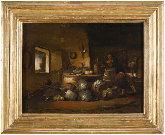 David Teniers the Younger (Antwerp 1610 - Brussels 1690) (in the manner of), "Kitchen interior with figures"