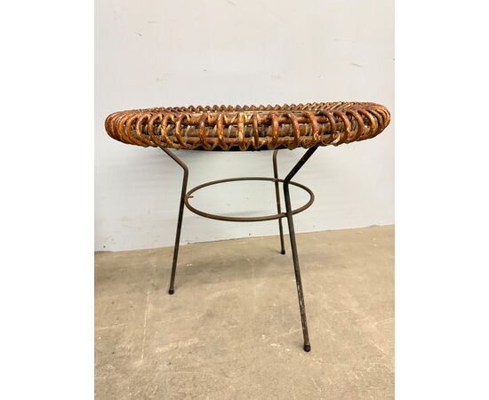Tavolinetto da salotto Bonacina in bamboo e ferro anni '50, 58x47cm