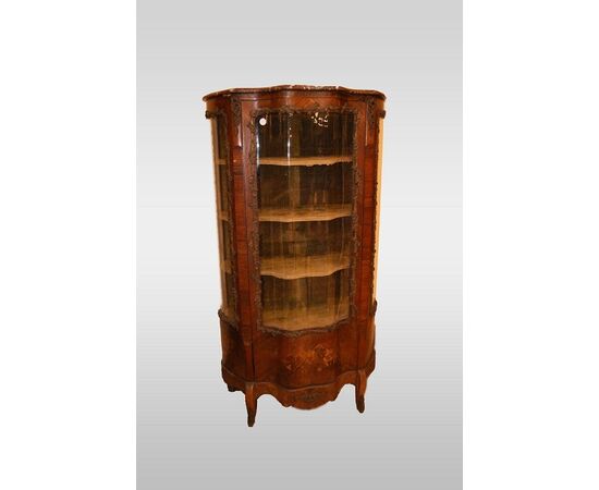 Vetrinetta francese stile Luigi XV del 1800 Vernis Martin con piano in marmo