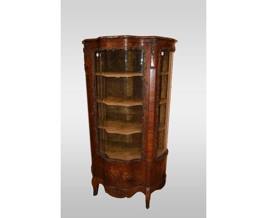 Vetrinetta francese stile Luigi XV del 1800 Vernis Martin con piano in marmo