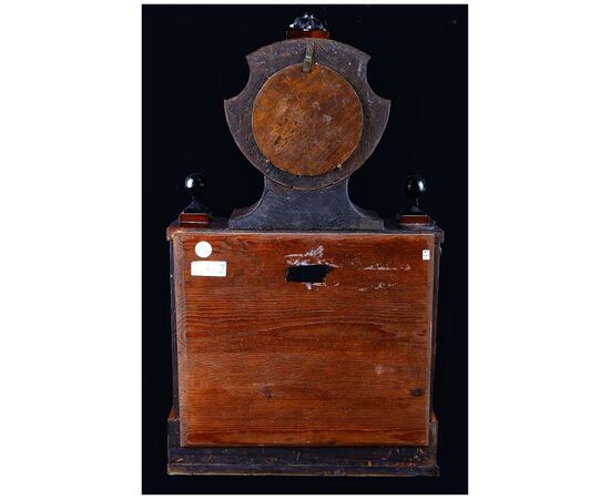 Antique 1800s Biedermeier wooden table clock with inlays