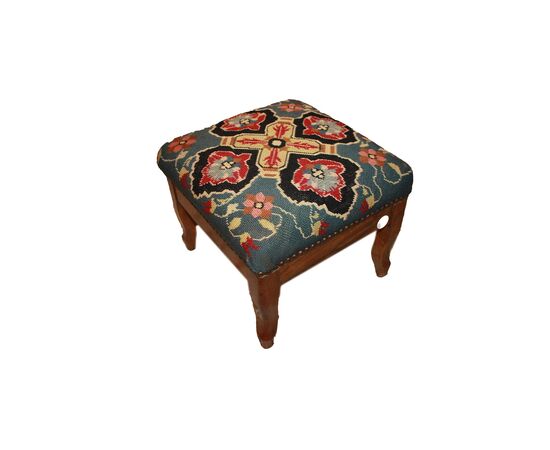 Pouf francese stile Direttorio in legno di Noce