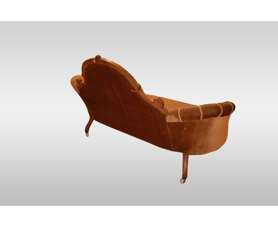 English Victorian style burr veneer sofa from the 1800s with inlays