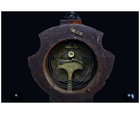 Antique 1800s Biedermeier wooden table clock with inlays