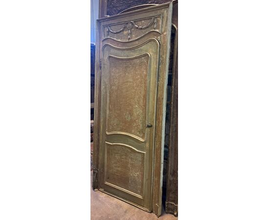 PTL694 - Stripped wooden door, with frame, 18th century, opening cm W 85 x H 209