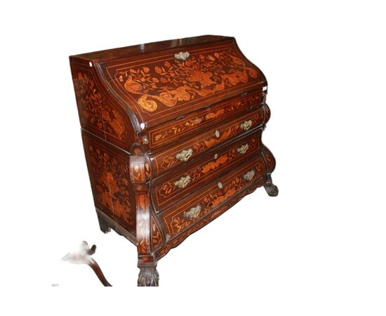 18th century Dutch Chippendale style mahogany slant-front desk.