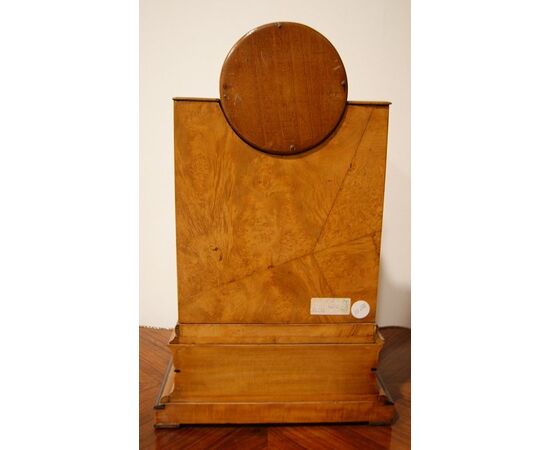 Antique Biedermeier birch clock with inlays from the 1800s