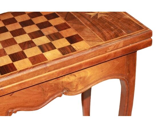 Tavolino da gioco francese Stile Luigi XV in legno di noce 1800