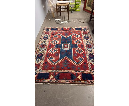 Antique Turkish rug, 19th century, wool with geometric patterns, 170x130cm