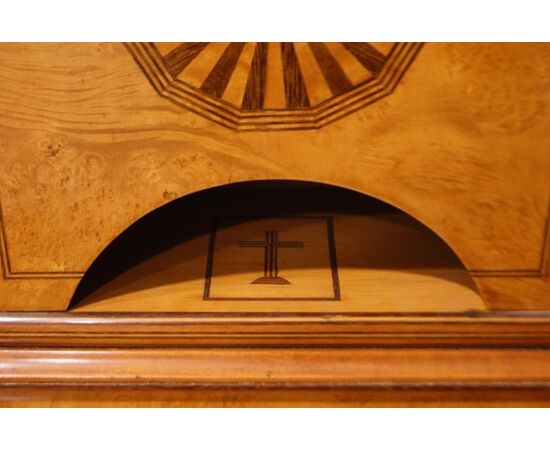 Antique Biedermeier birch clock with inlays from the 1800s