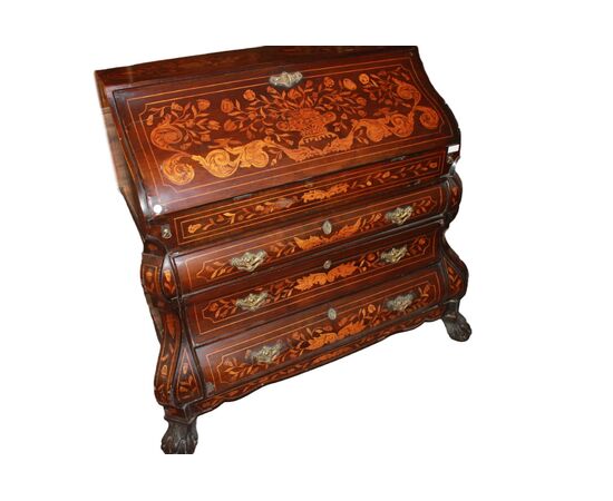 18th century Dutch Chippendale style mahogany slant-front desk.