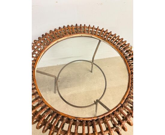 Tavolinetto da salotto Bonacina in bamboo e ferro anni '50, 58x47cm
