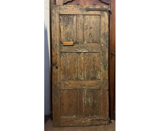 PTI764 - Antique walnut door, with six carved panels, 18th century, dimensions cm W 92 x H 195