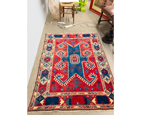 Antique Turkish rug, 19th century, wool with geometric patterns, 170x130cm