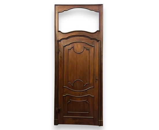 PTI763 - Antique walnut door, with frame, 18th century, opening dimensions cm W 100 x H 221