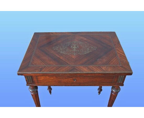Toilette francese del 1800 stile Luigi XVI in palissandro con intarsio in ottone