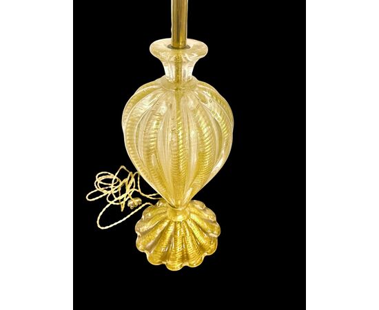 Heavy glass lamp 'cordonato oro'. Signature Barovier and Toso, Murano.
