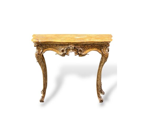 Console rocaille in legno intagliato e dorato