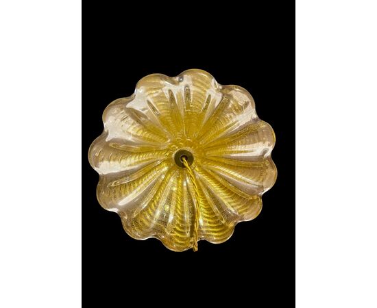 Heavy glass lamp 'cordonato oro'. Signature Barovier and Toso, Murano.