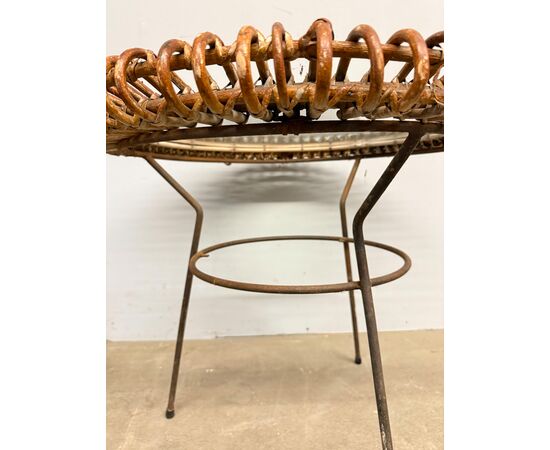 Tavolinetto da salotto Bonacina in bamboo e ferro anni '50, 58x47cm