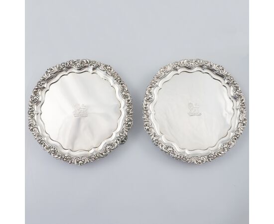 Pair of George IV sterling silver salvers, Paul Storr, London, 1819