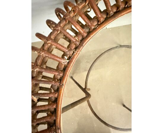 Tavolinetto da salotto Bonacina in bamboo e ferro anni '50, 58x47cm
