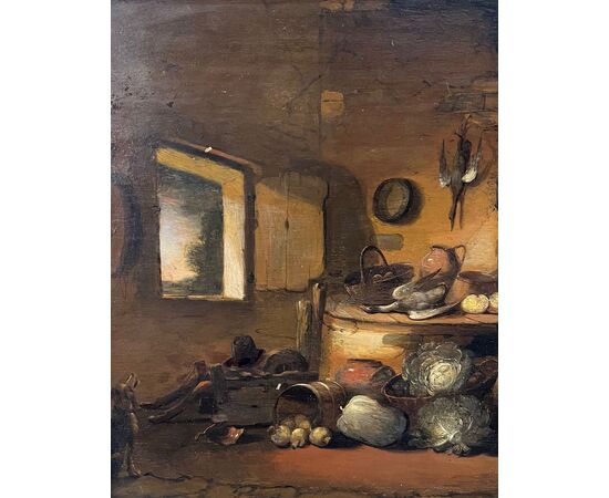 David Teniers the Younger (Antwerp 1610 - Brussels 1690) (in the manner of), "Kitchen interior with figures"
