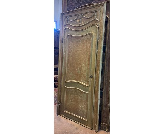 PTL694 - Stripped wooden door, with frame, 18th century, opening cm W 85 x H 209