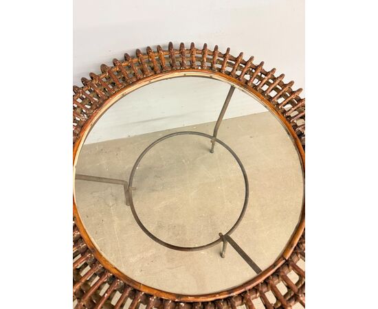 Tavolinetto da salotto Bonacina in bamboo e ferro anni '50, 58x47cm
