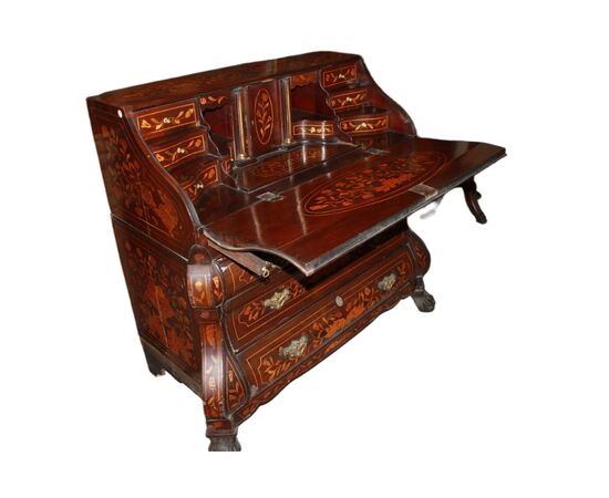 18th century Dutch Chippendale style mahogany slant-front desk.