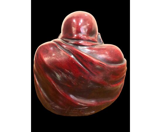 Painted terracotta Buddha figure. Cacciapuoti Manufacture. Milan.