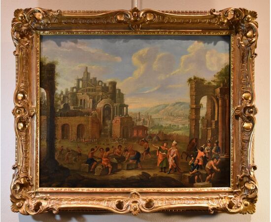 Construction of the Tower of Babel, Flemish painter 17th-18th century