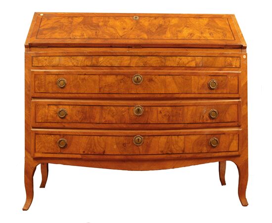 Stunning Italian Commode Chest of Drawers from the 1700s with olive burl drop front.