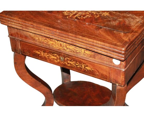 Small French mahogany Charles X style game table