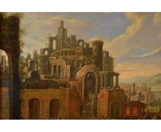 Construction of the Tower of Babel, Flemish painter 17th-18th century