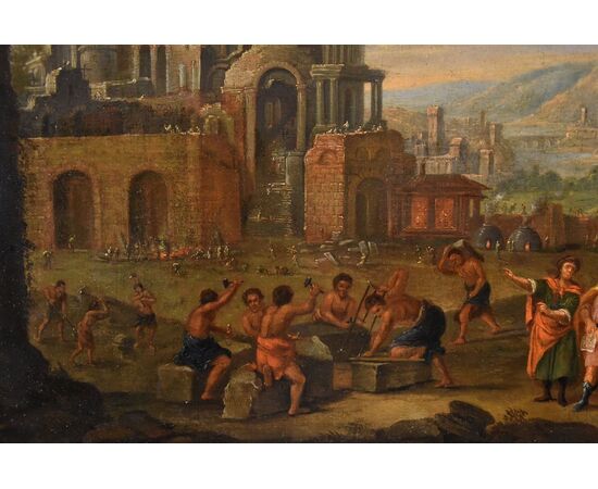 Construction of the Tower of Babel, Flemish painter 17th-18th century
