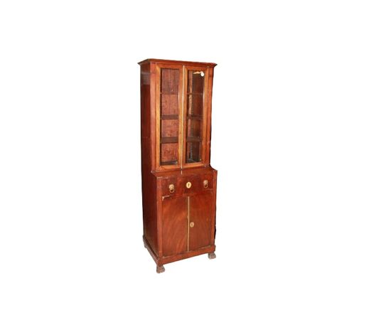 French small cabinet with display case and Empire style writing desk from the first half of the 1800s