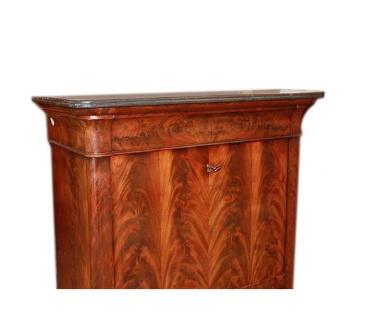French Empire style secretaire in mahogany and mahogany feather, 19th century
