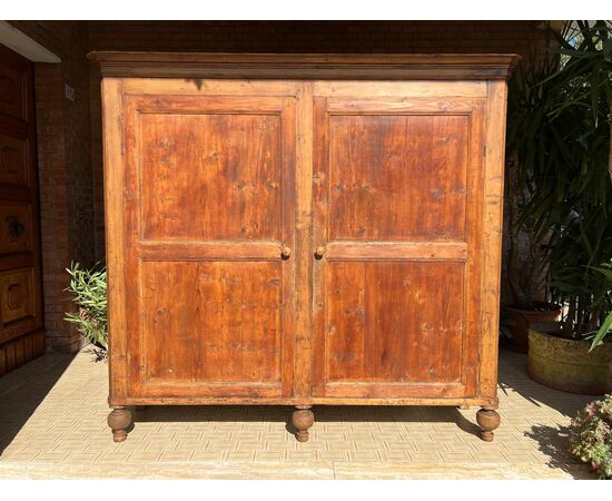 Antique large pantry/larder, 19th century, fir, rustic natural finish. Dimensions: 200 x 50 cm, height 195 cm