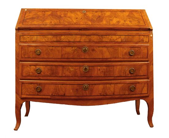 Stunning Italian Commode Chest of Drawers from the 1700s with olive burl drop front.