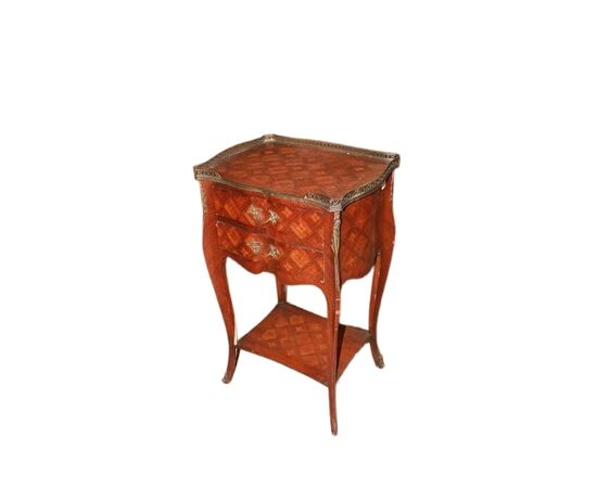 French bedside table from the second half of the 19th century, Louis XV style, in bois de rose