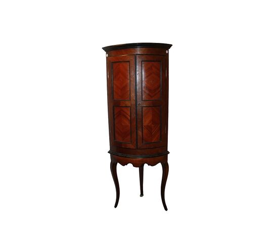 Early 19th-century French double-bodied corner cabinet in Louis XV style walnut wood
