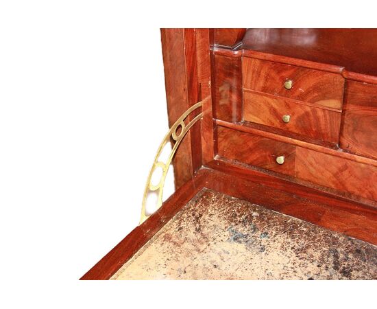 French Empire style secretaire in mahogany and mahogany feather, 19th century