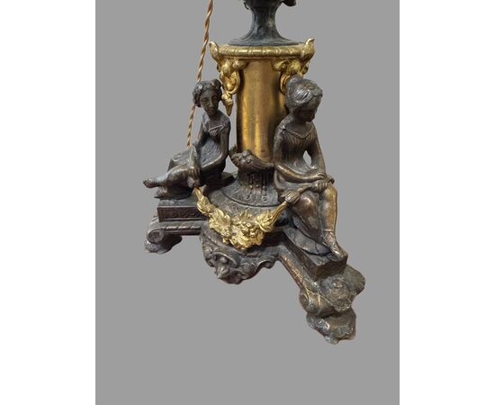 Coppia di lampade in bronzo
