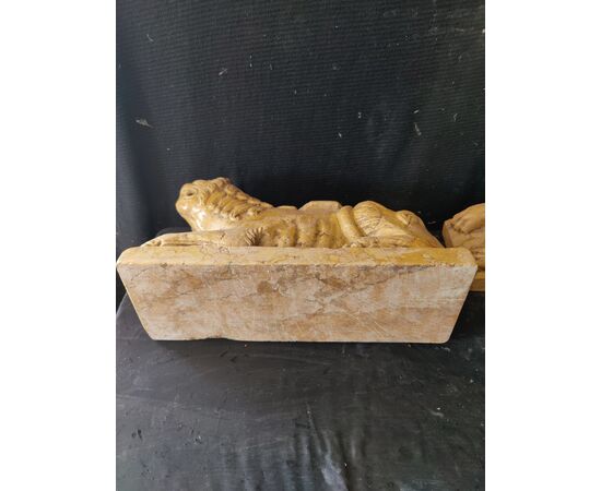 Spettacolare coppia di Leoni stile gotico, portalume - Venezia - 37x13 cm