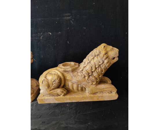 Spettacolare coppia di Leoni stile gotico, portalume - Venezia - 37x13 cm