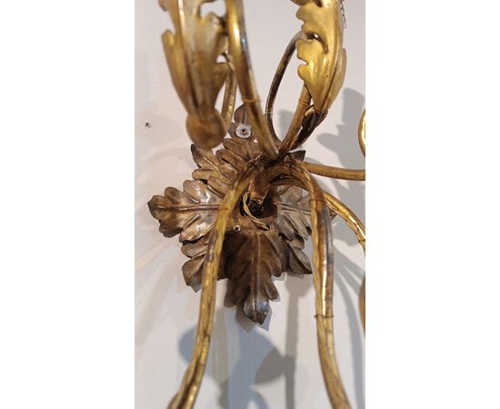PAIR OF WOOD AND GILDED IRON WALL LIGHTS LATE 18TH CENTURY